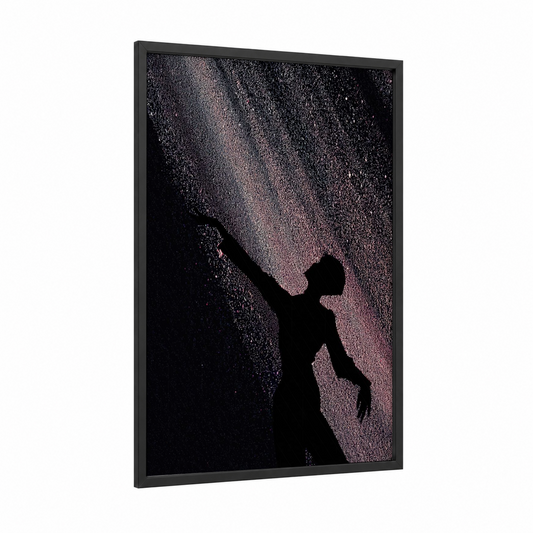 Disco Silhouette framed art print — black wood frame — black and gold and black palette