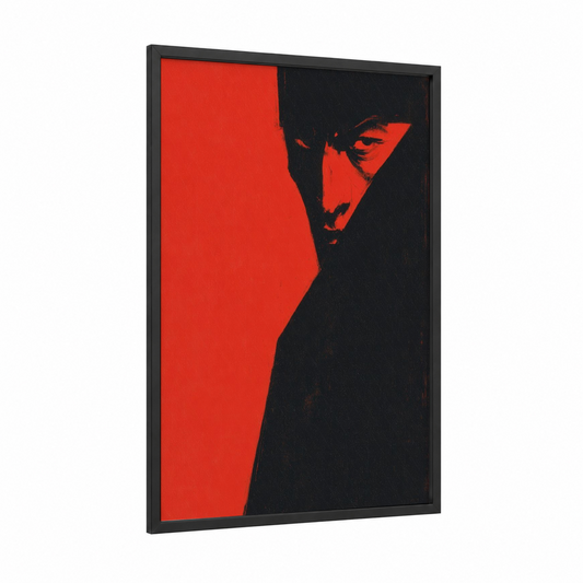 Crimson Vampire framed art print — black wood frame — red and black palette