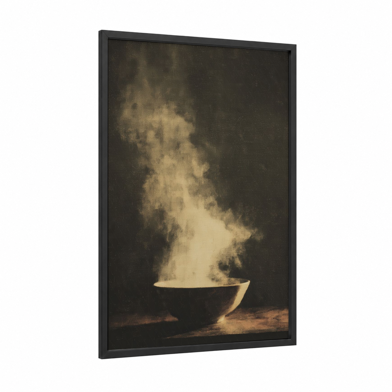 Steaming Seafood Pot framed art print — black wood frame — black and gold palette