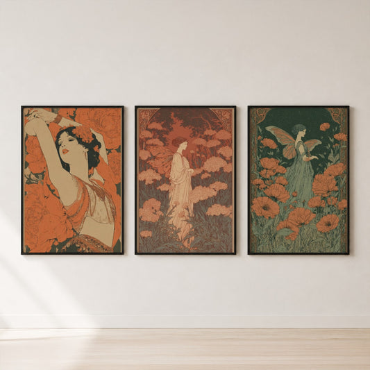 Art Deco Botanical Figures Set of 3 Wall Art — set hero
