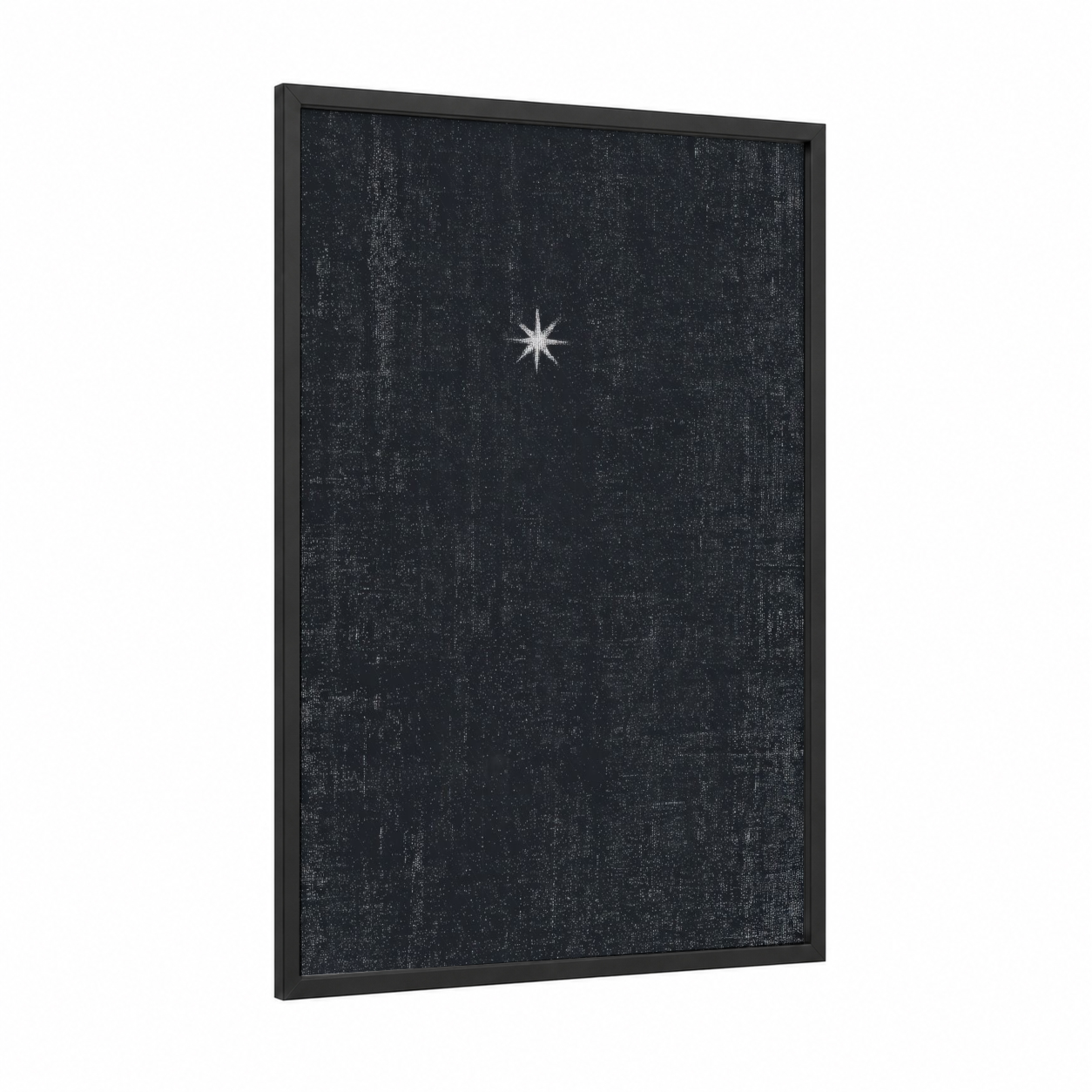 Solitary Star framed art print — black wood frame — black and white palette