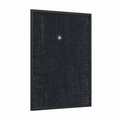 Solitary Star framed art print — black wood frame — black and white palette
