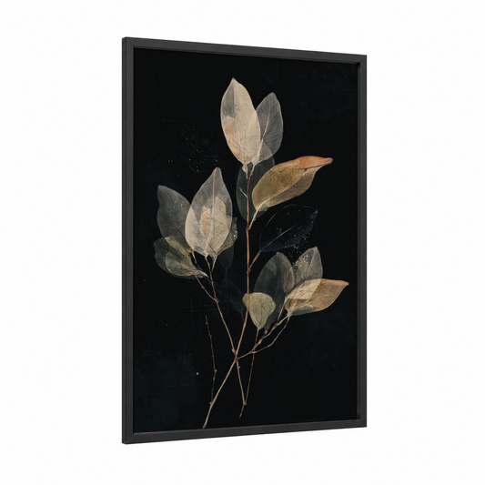 Ethereal Mangrove framed art print — black wood frame — cream and black palette