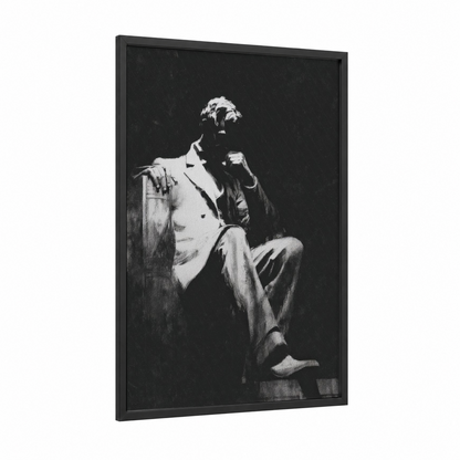 Contemplative Lincoln framed lincoln memorial print — black wood frame — black and white palette