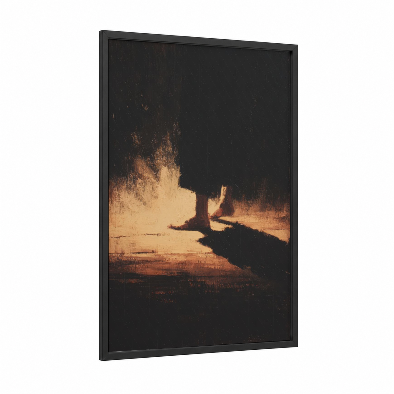 Shadow Warrior framed kung fu print — black wood frame — gold and black palette