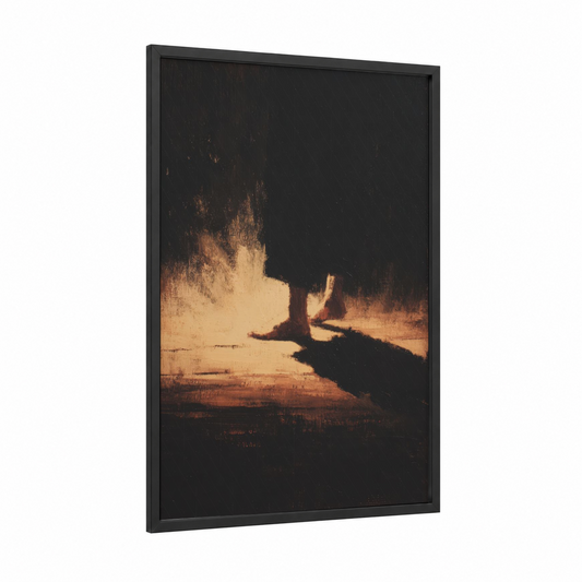Shadow Warrior framed kung fu print — black wood frame — gold and black palette
