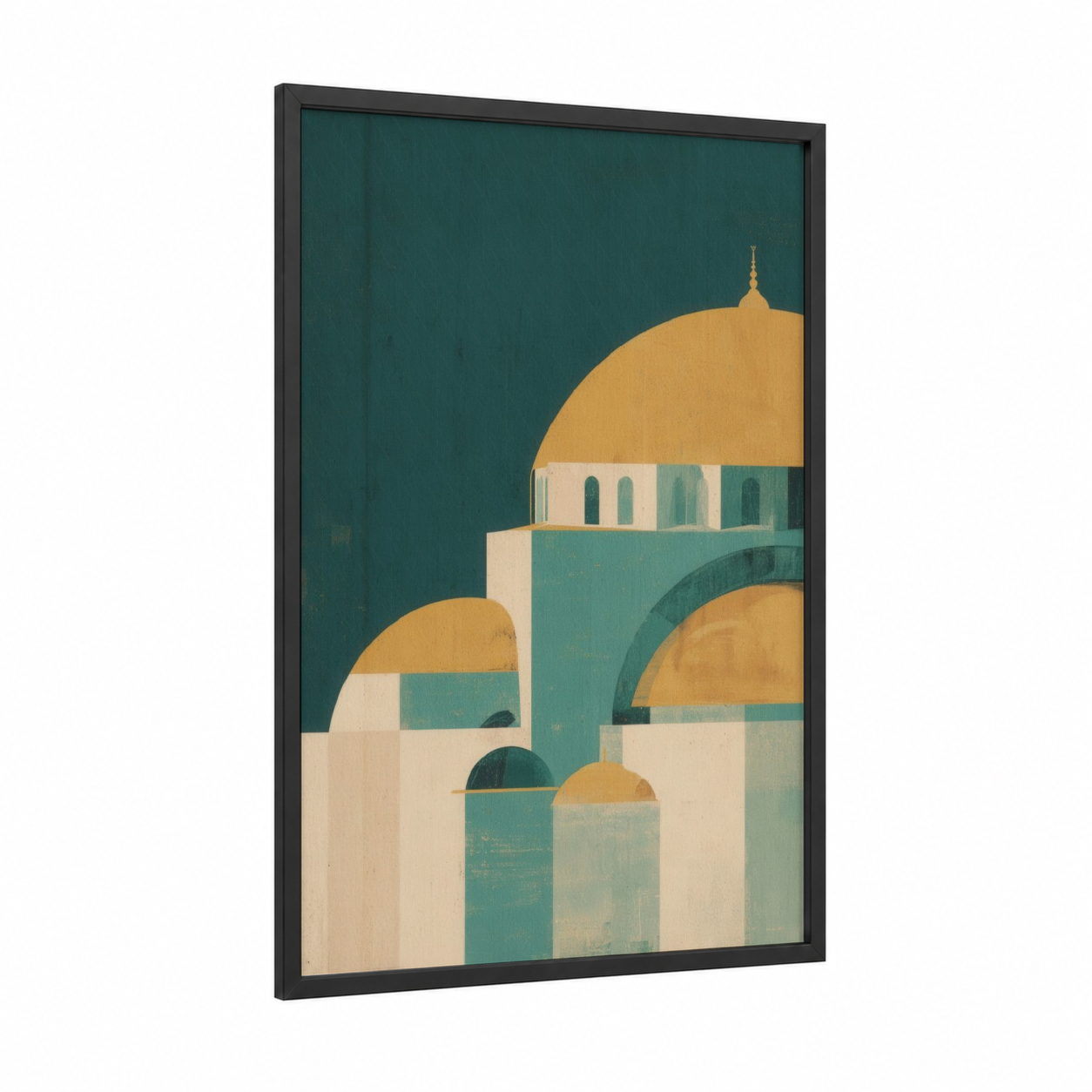 Golden Hagia Sophia framed hagia sofia print — black wood frame — gold and teal palette