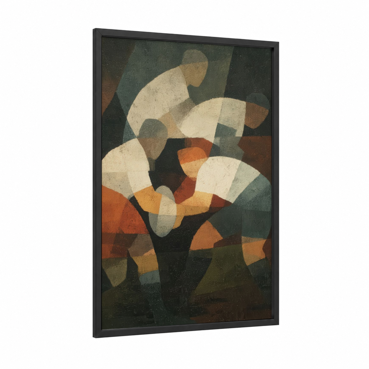Rugby Scrimmage framed art print — black wood frame — teal palette