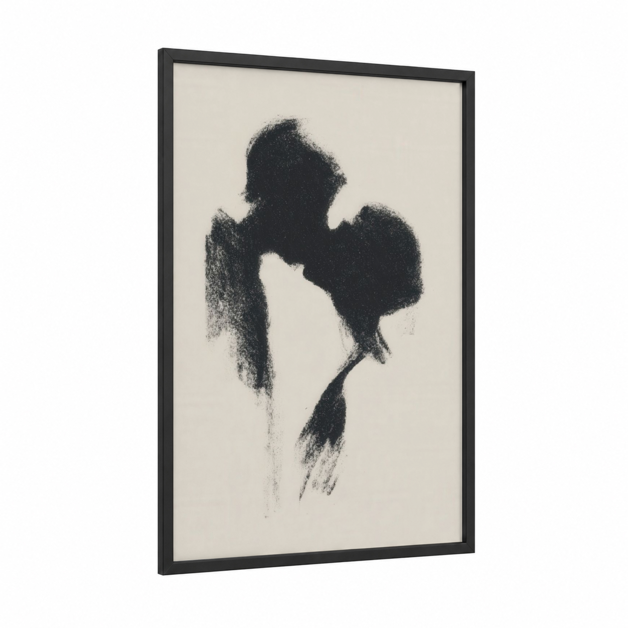 Romantic Silhouette framed valentine's day print — black wood frame — black and white palette