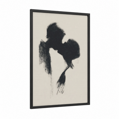 Romantic Silhouette framed valentine's day print — black wood frame — black and white palette