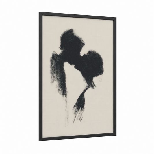 Romantic Silhouette framed valentine's day print — black wood frame — black and white palette