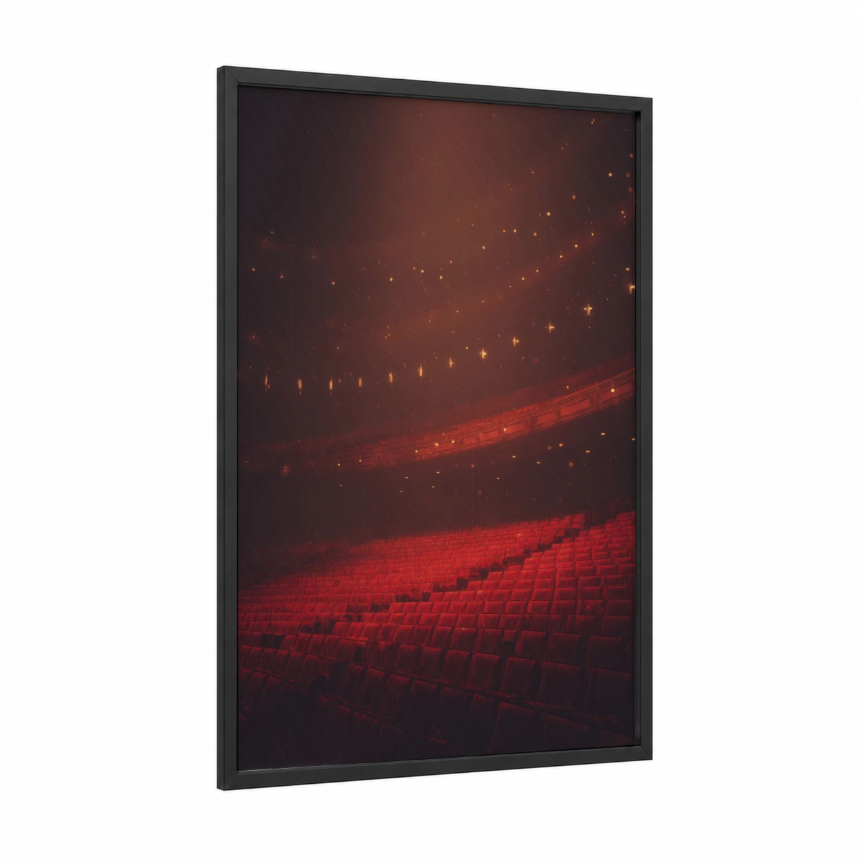 Classical Theater framed art print — black wood frame — maroon and gold palette