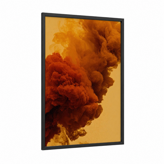 Crimson Spice Cloud framed herbs and spices print — black wood frame — red and gold palette