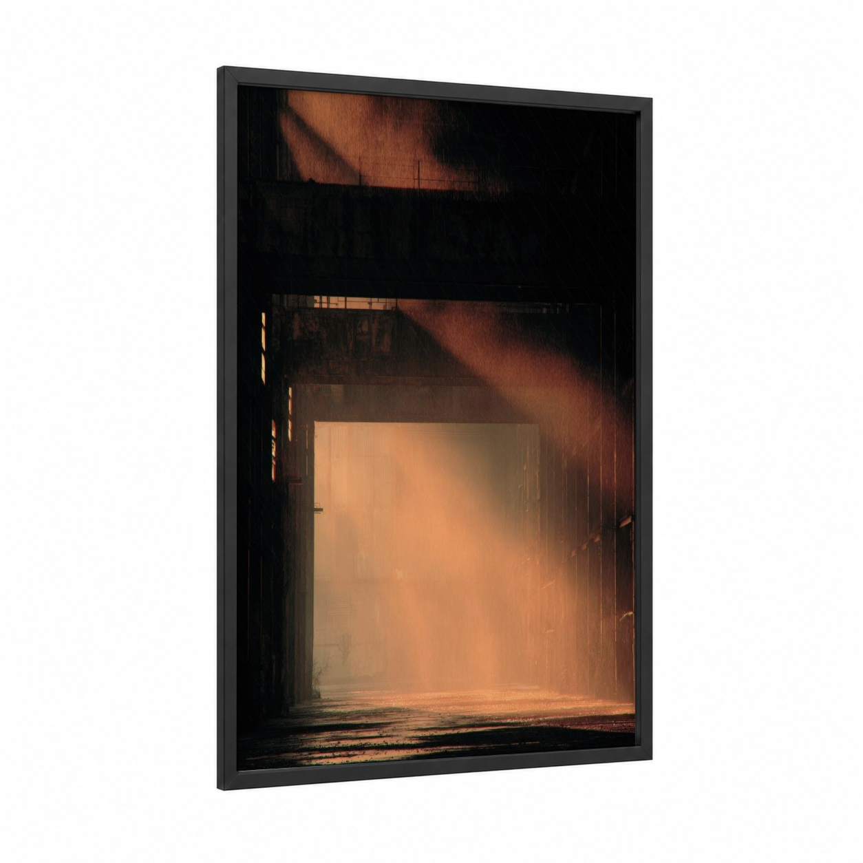 Golden Arch Light framed art print — black wood frame — gold and russet palette