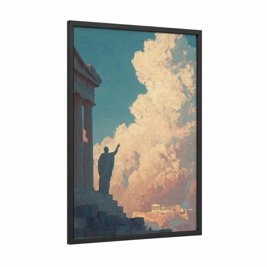 Apostle's Vision framed st. paul print — black wood frame — blue and gold palette