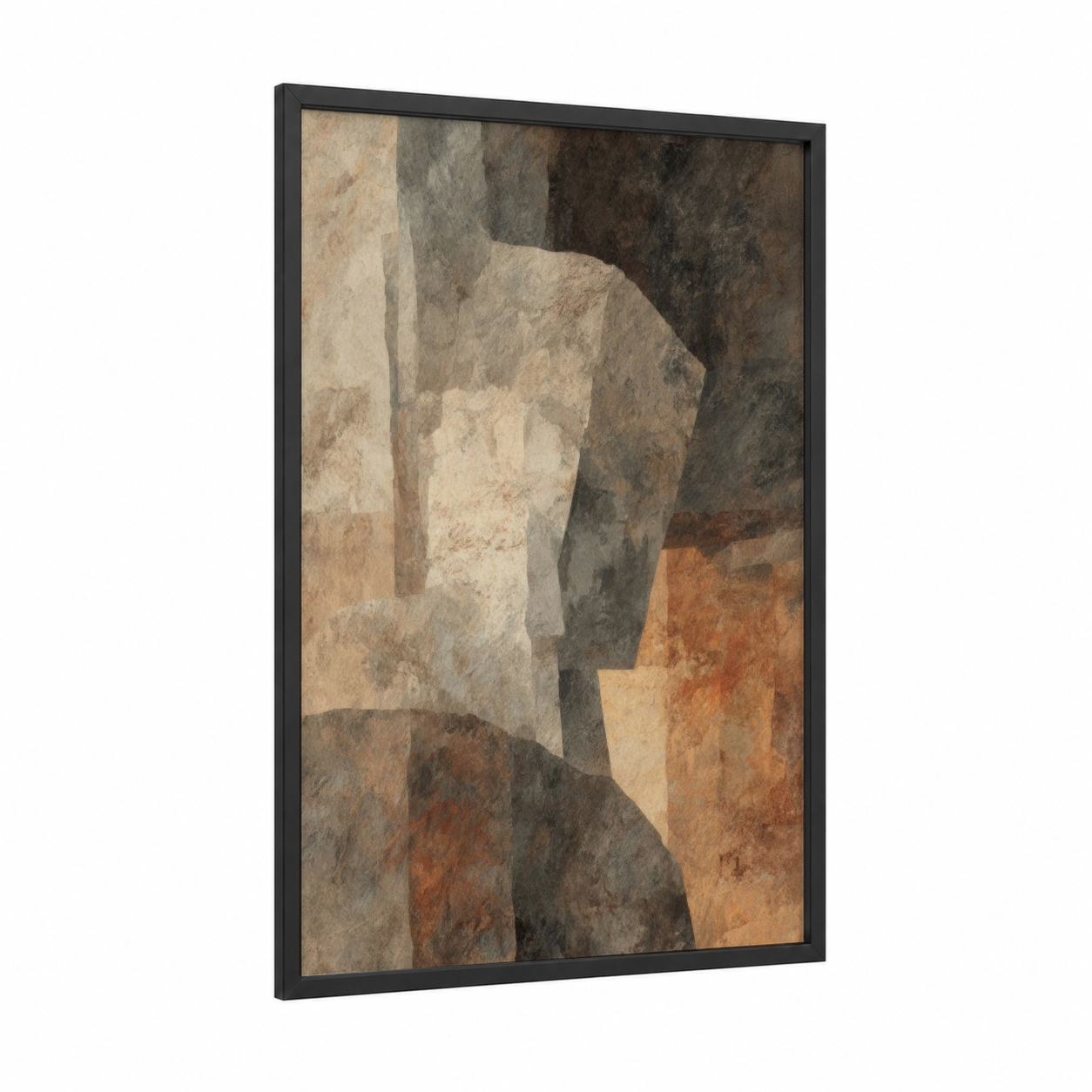 Stone Archway Study framed arc de triomphe print — black wood frame — beige and dove gray palette