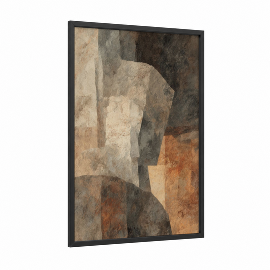 Stone Archway Study framed arc de triomphe print — black wood frame — beige and dove gray palette