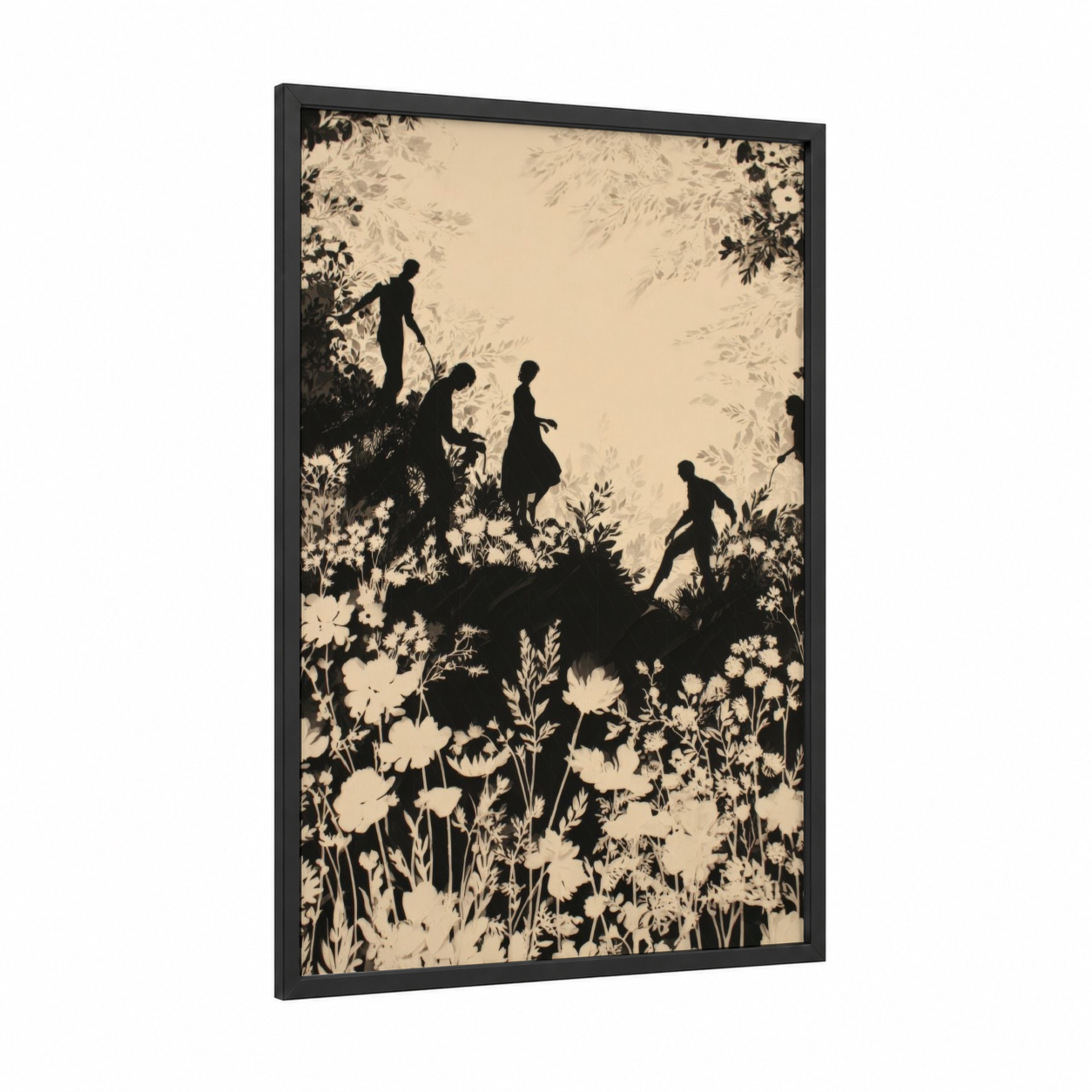 Juneteenth Freedom framed art print — black wood frame — black and white and cream palette