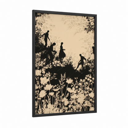 Juneteenth Freedom framed art print — black wood frame — black and white and cream palette