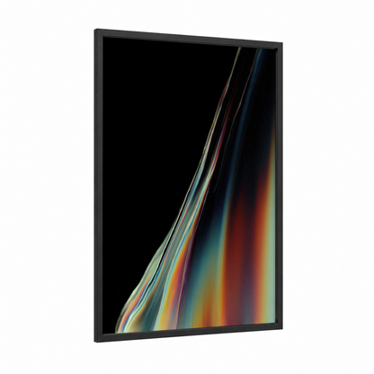 Prismatic Glass Flow framed glassworking print — black wood frame — black and gold palette
