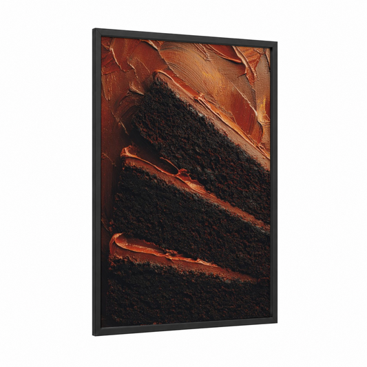 Chocolate Decadence framed sweet print — black wood frame — black and gold palette