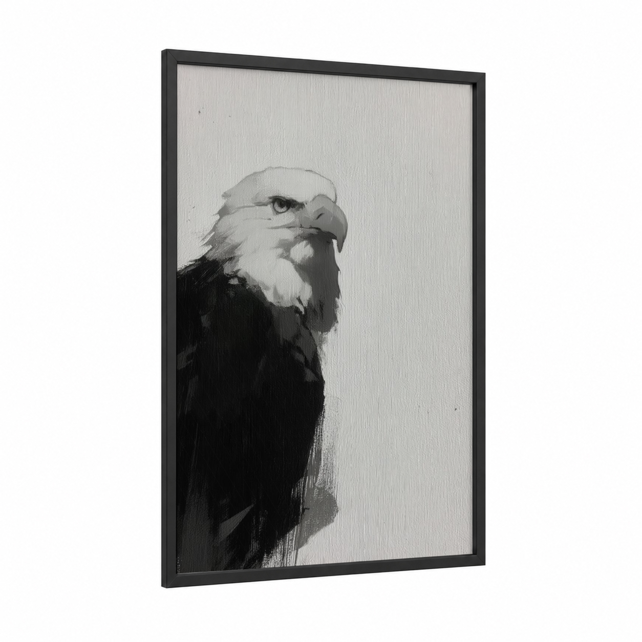 Majestic Eagle framed art print — black wood frame — black and white palette