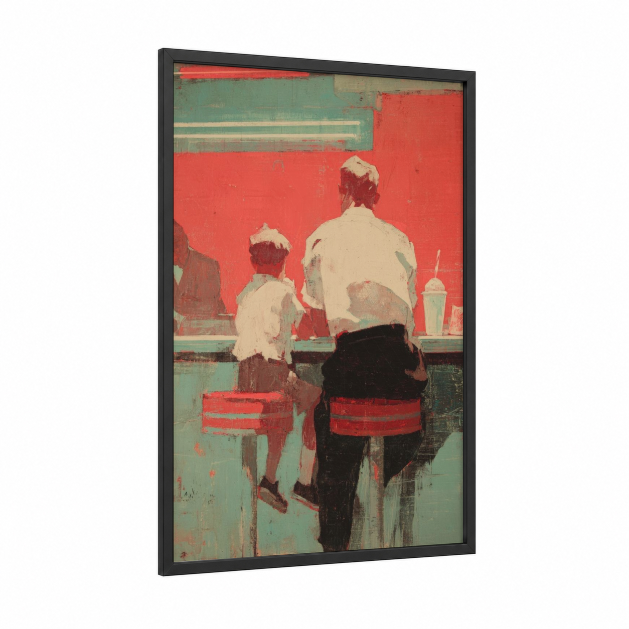 Vintage Counter Bond framed father's day print — black wood frame — sage green palette