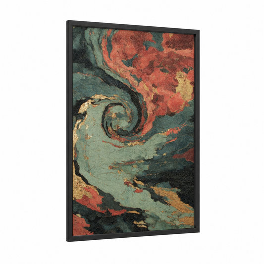 Crimson Arbutus framed arbutus tree print — black wood frame — teal palette