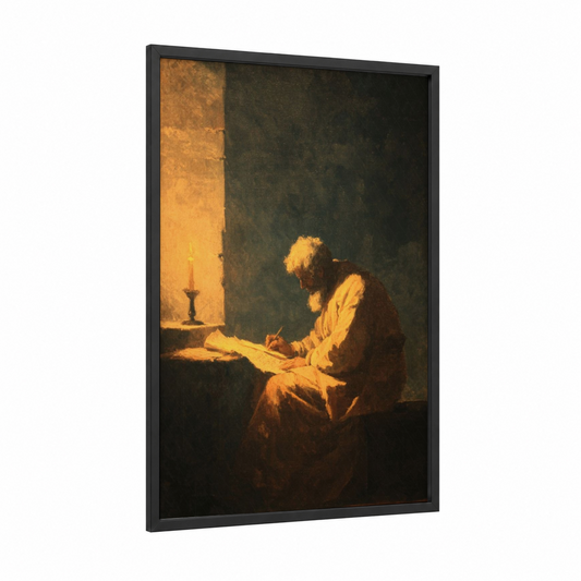 Saint Paul Writing framed st. paul print — black wood frame — gold and black palette