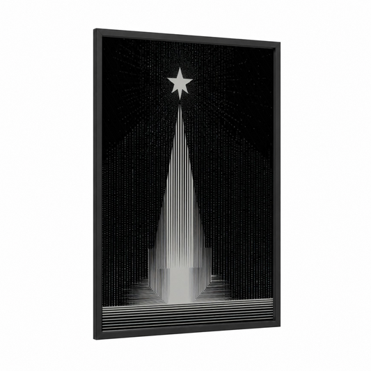 Radiant Liberation framed juneteenth print — black wood frame — black and white palette