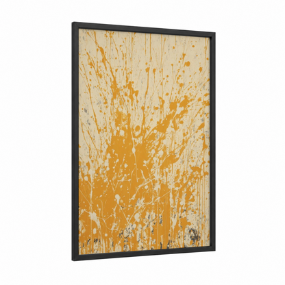 Golden Splash framed beer print — black wood frame — gold and cream palette