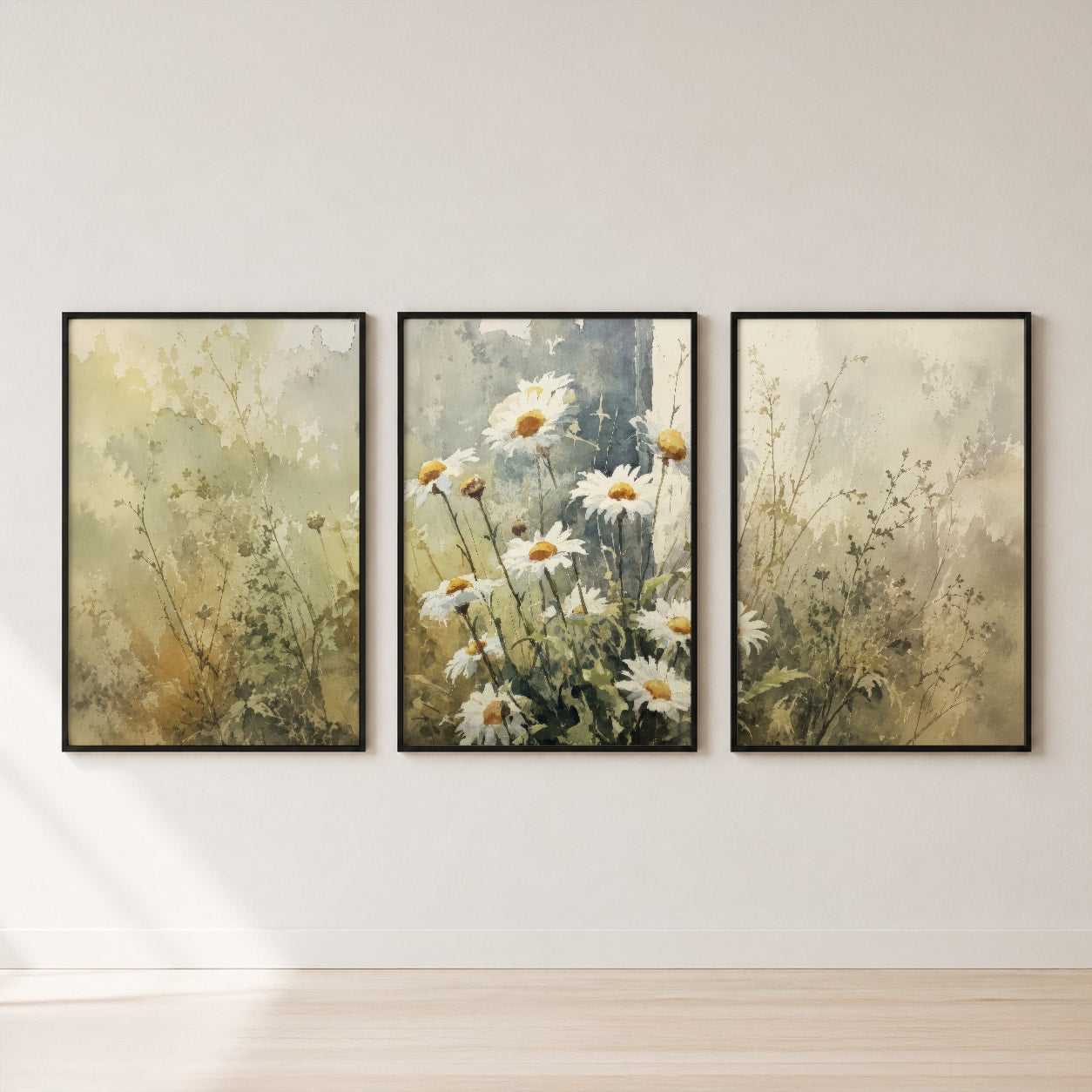 Daisy Meadow Triptych Set Wall Art — set hero