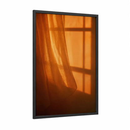 Golden Hour Window Light Wall Art framed art print — black wood frame — orange and peach palette