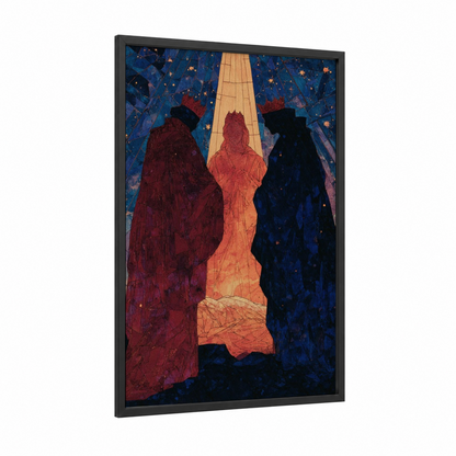Epiphany Revelation framed art print — black wood frame — blue and gold palette