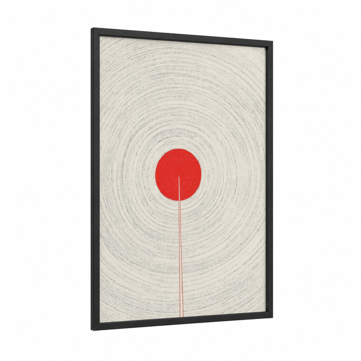 Crimson Arrow Zen framed archery print — black wood frame — cream and red palette