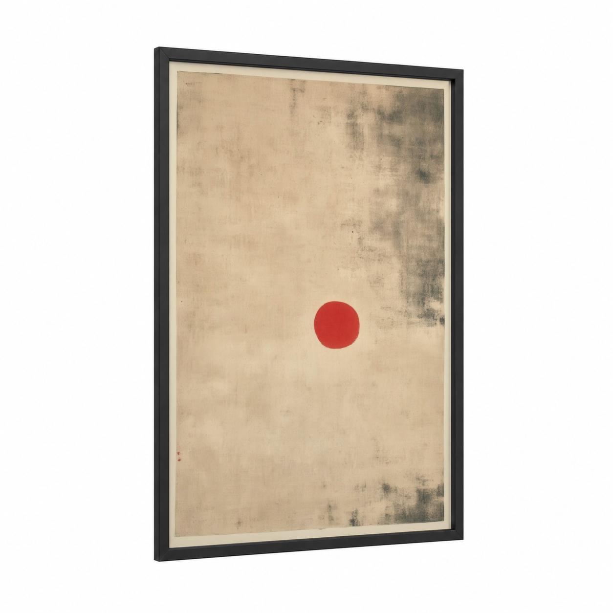 Crimson Minimalist framed abstract minimalist print — black wood frame — cream and red palette