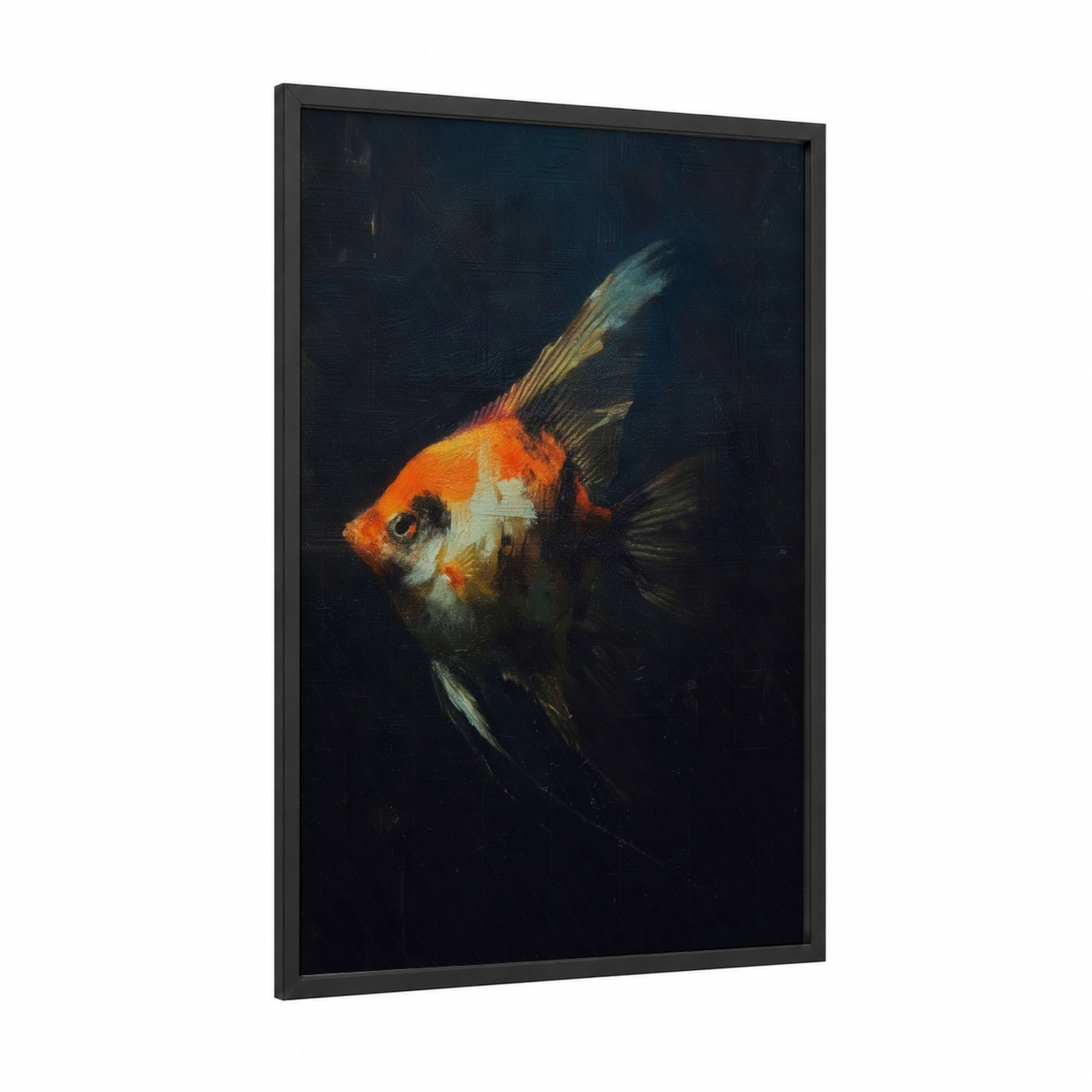 Luminous Angelfish framed angel fish print — black wood frame — orange and black palette