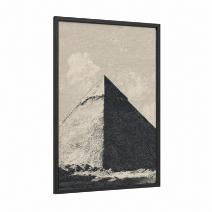 Monumental Pyramid framed great pyramid of giza print — black wood frame — black and white and cream palette