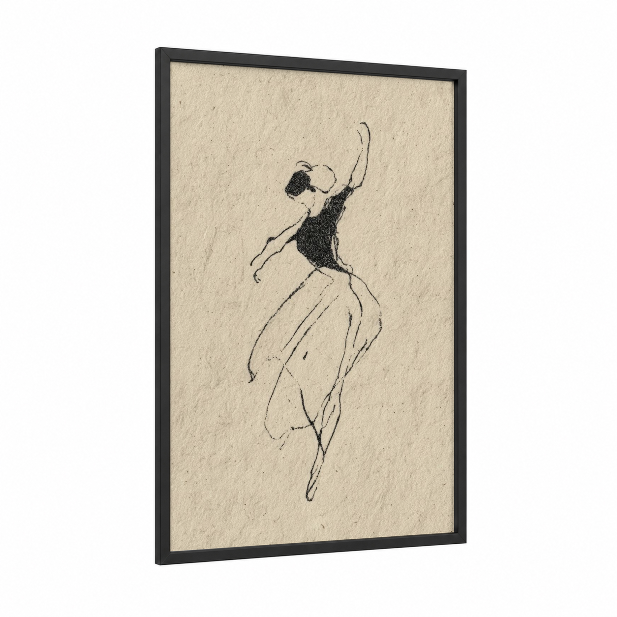 Joyful Zumba Dancer framed art print — black wood frame — black and cream palette