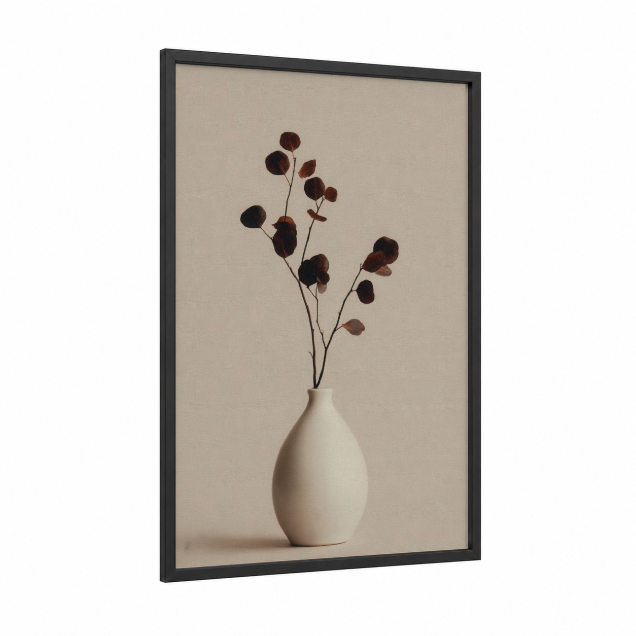 Minimalist Pottery framed art print — black wood frame — cream and black palette