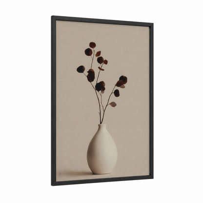 Minimalist Pottery framed art print — black wood frame — cream and black palette