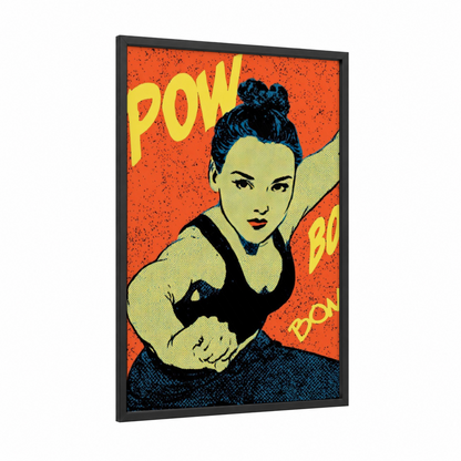 Empowered Dancer framed zumba print — black wood frame — orange and yellow gold palette