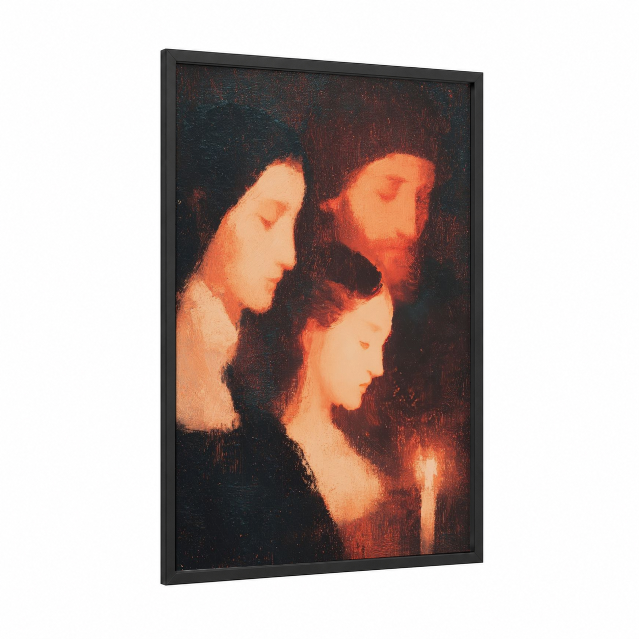 Ethereal Spirits framed all saints day print — black wood frame — orange and black palette