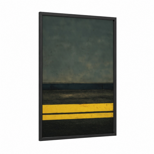 Urban Platform framed subway print — black wood frame — yellow gold and black palette