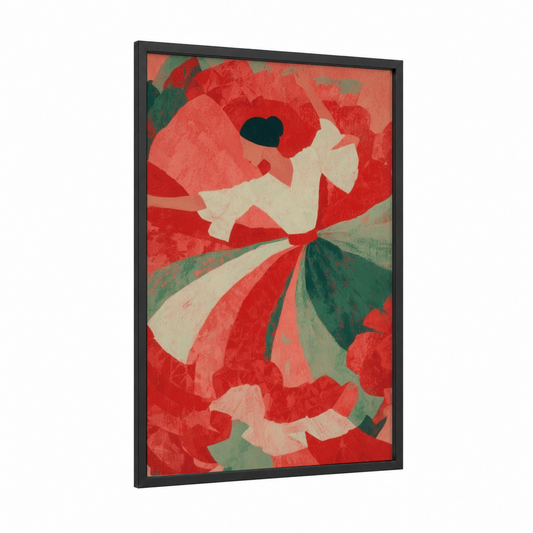 Crimson Poppy Celebration framed cinco de mayo print — black wood frame — red and cream palette