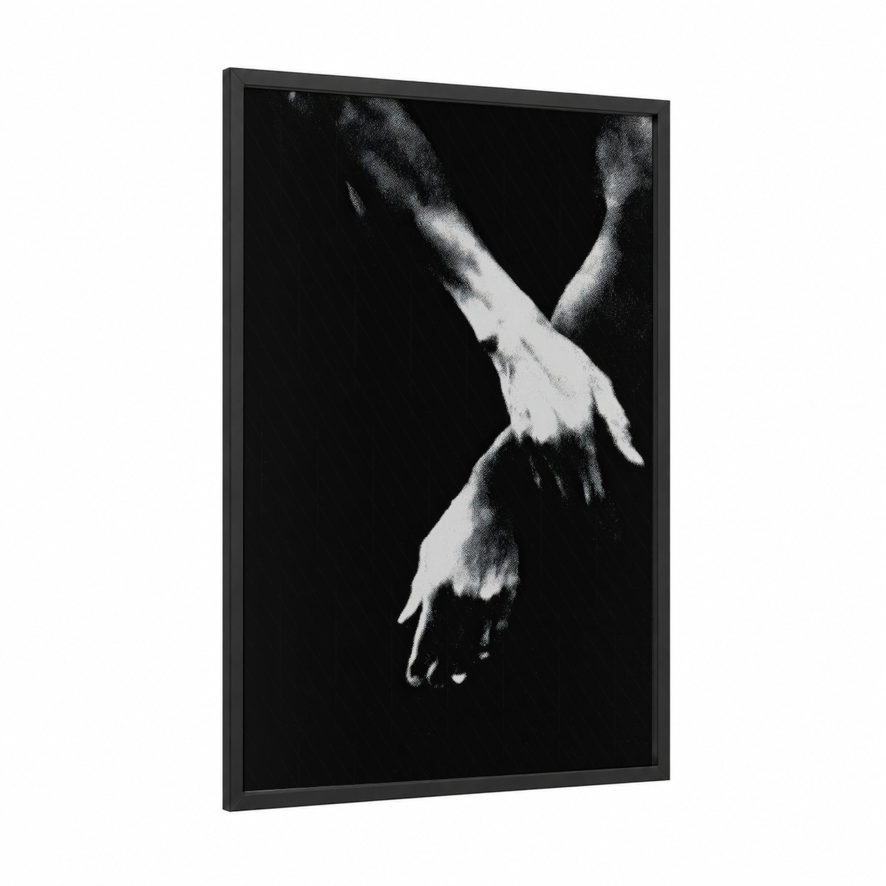 Graceful Hands Dancing framed modern dance print — black wood frame — black and white palette