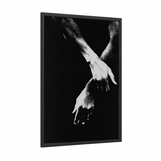 Graceful Hands Dancing framed modern dance print — black wood frame — black and white palette