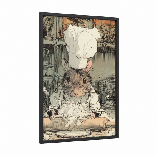 Baker Gerbil framed art print — black wood frame — cream and nobel palette