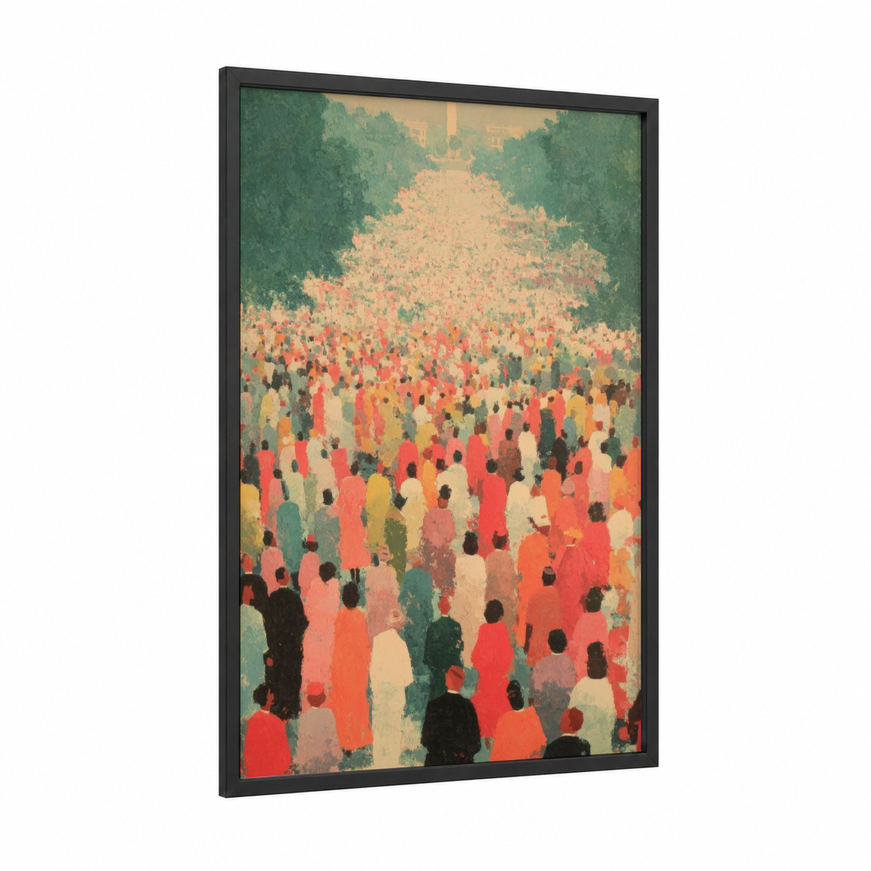Gathering Strength framed martin luther king jr day print — black wood frame — red and green palette
