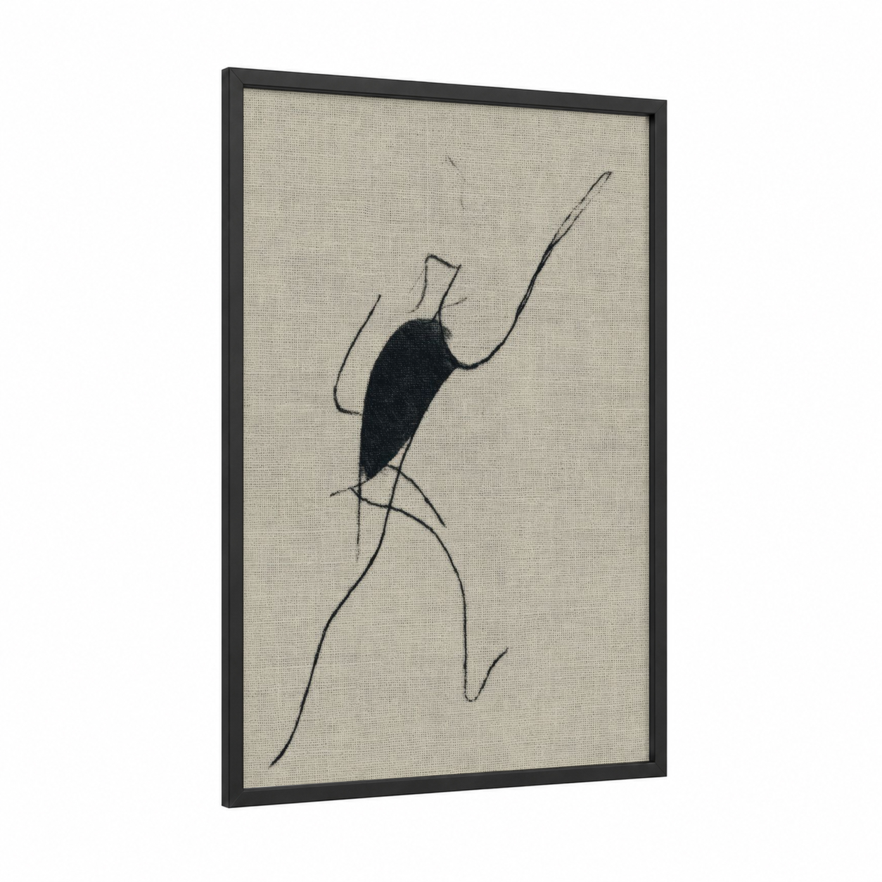 Minimalist Tennis Serve framed art print — black wood frame — black and cream palette
